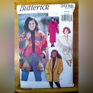 Vintage BUTTERICK 3026 Miss Coat & Jacket (Blanket style/Variety) Sewing Pattern